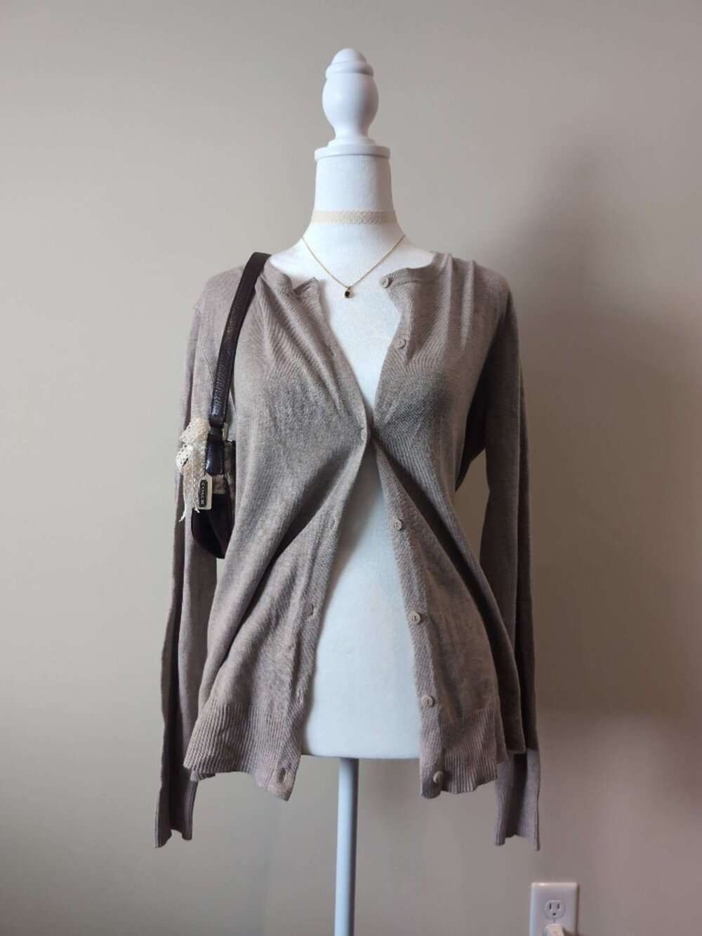 iyla Beige Viscose Buttoned Cardigan